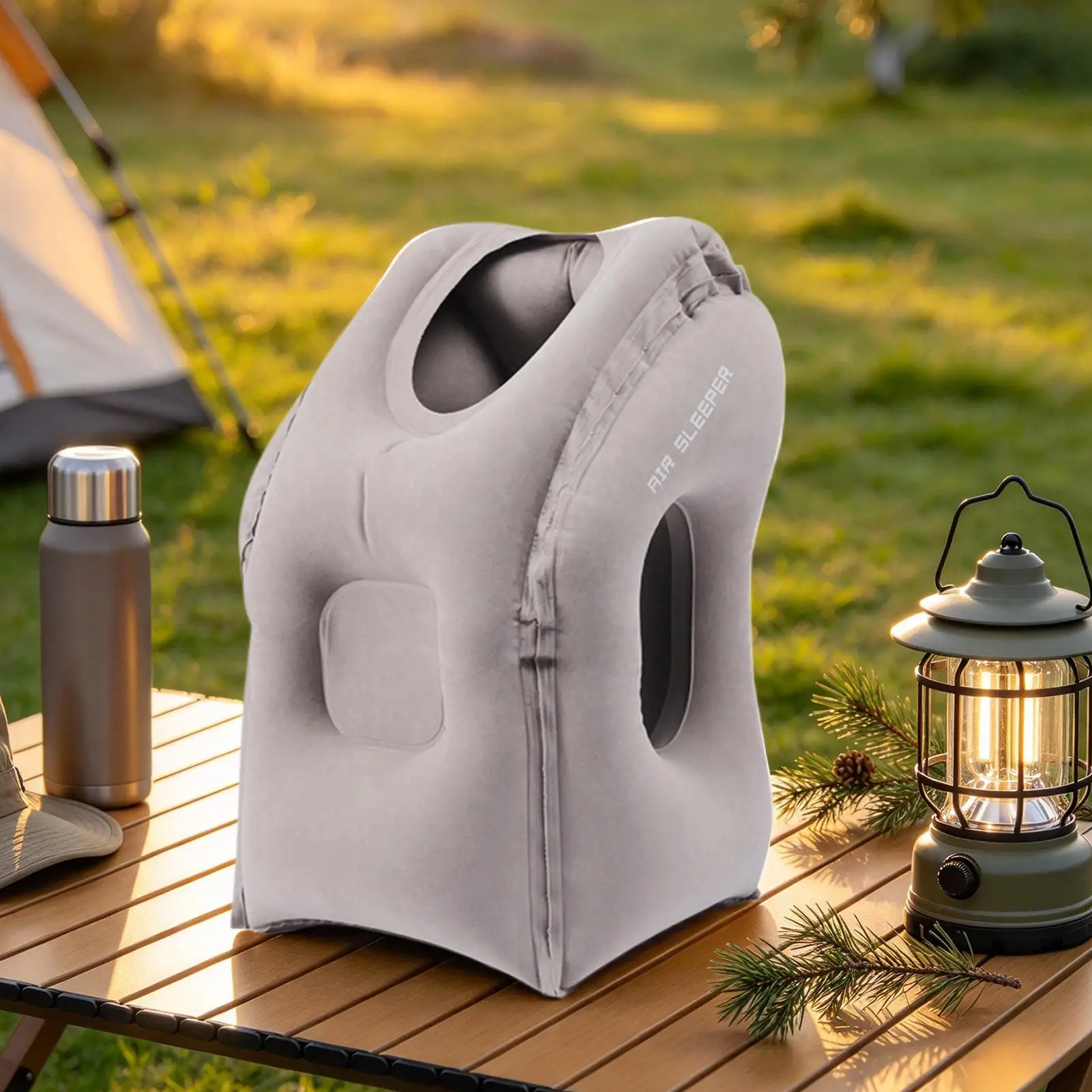 Travel Neck Pillow Inflatable Foldable Ergonomic Head Support Airplane Travel Pillow Neck Cushion for Office School Car Train
