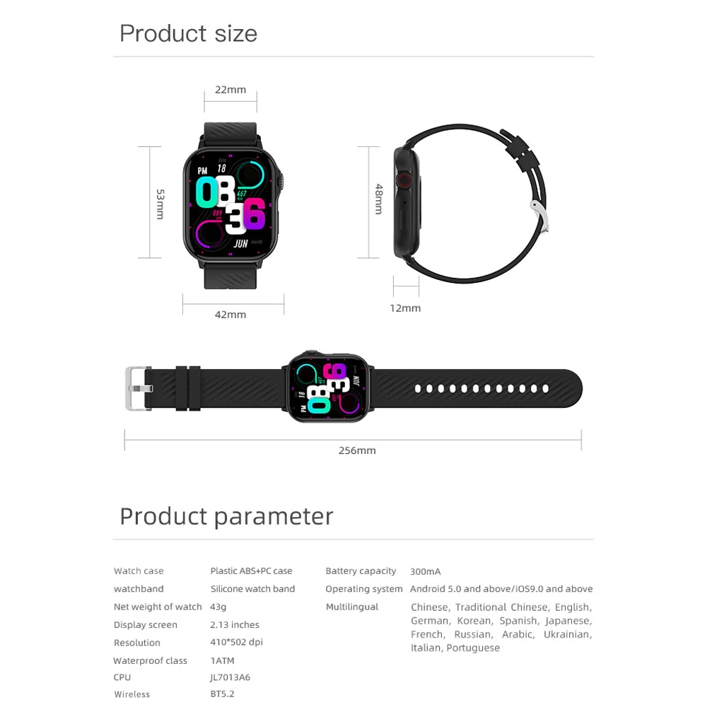 The new smartwatch features a 2.13-inch large screen with multiple sports modes and supports GPS and Wireless calling