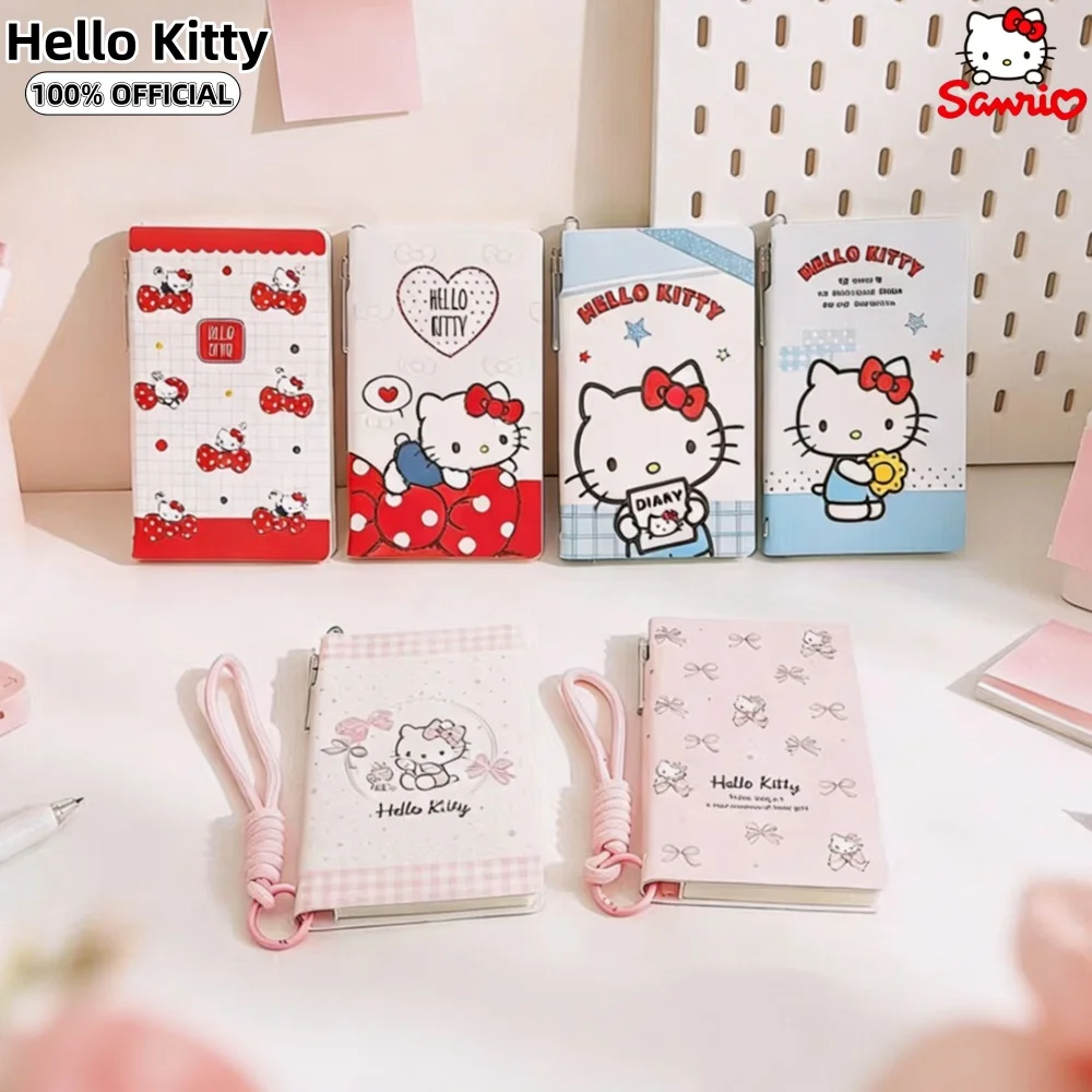 Genuine Sanrio Hello Kitty Pocket Notebook With Gel Pen Hand Lanyard For School Office Planner Notepad Travel Journal Teen Gifts