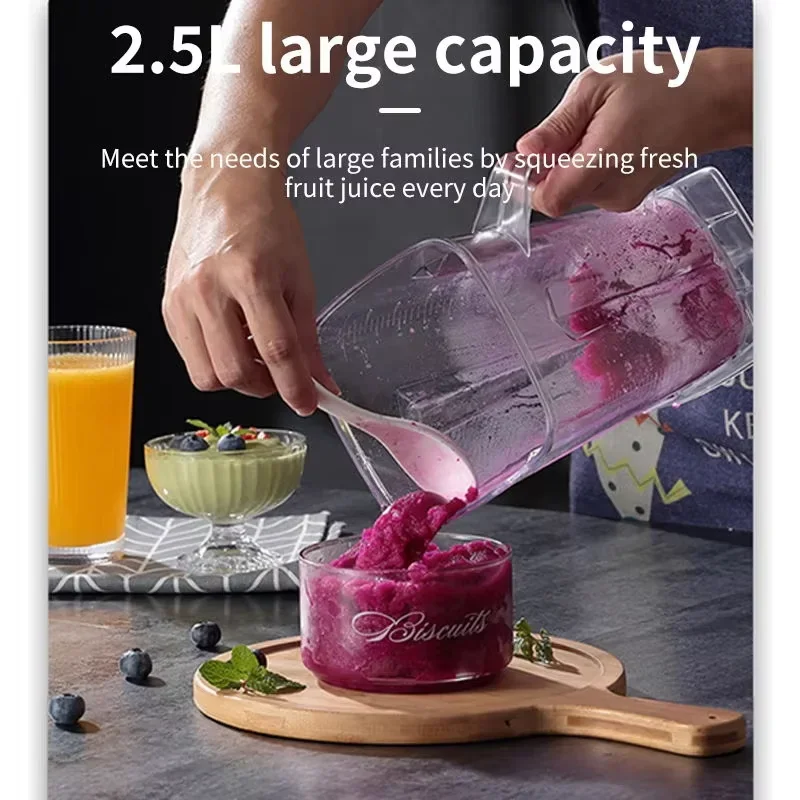 2.5L Multifunctional 2‑in‑1 Professional Blender Juicer Large Capacity Food Processor for Home Commercial