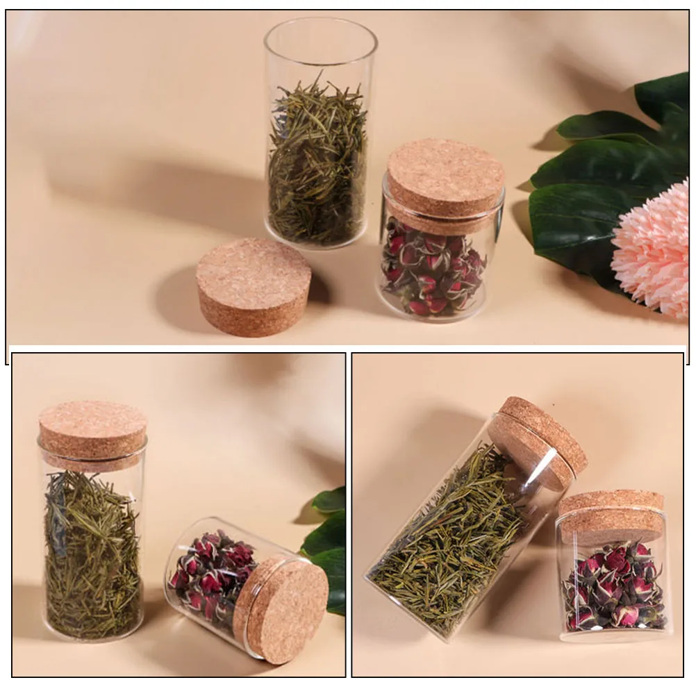 

2pcs Glass Tea Jars Sealing Food Containers For Nuts Dried Fruits Cereal Snacks Portable Transparent Jar Food Storage Container