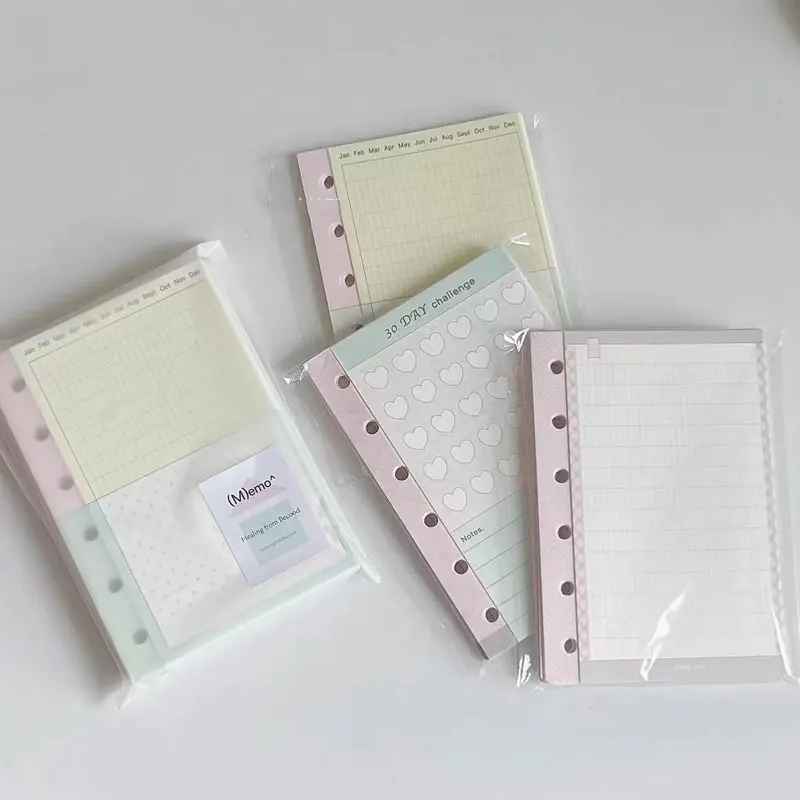 10Sheets M5 5Hole A7 6Hole Loose Leaf Inner Page Mini Ledger Replacement Core Weekly Monthly Plan Inside Paper Stationery