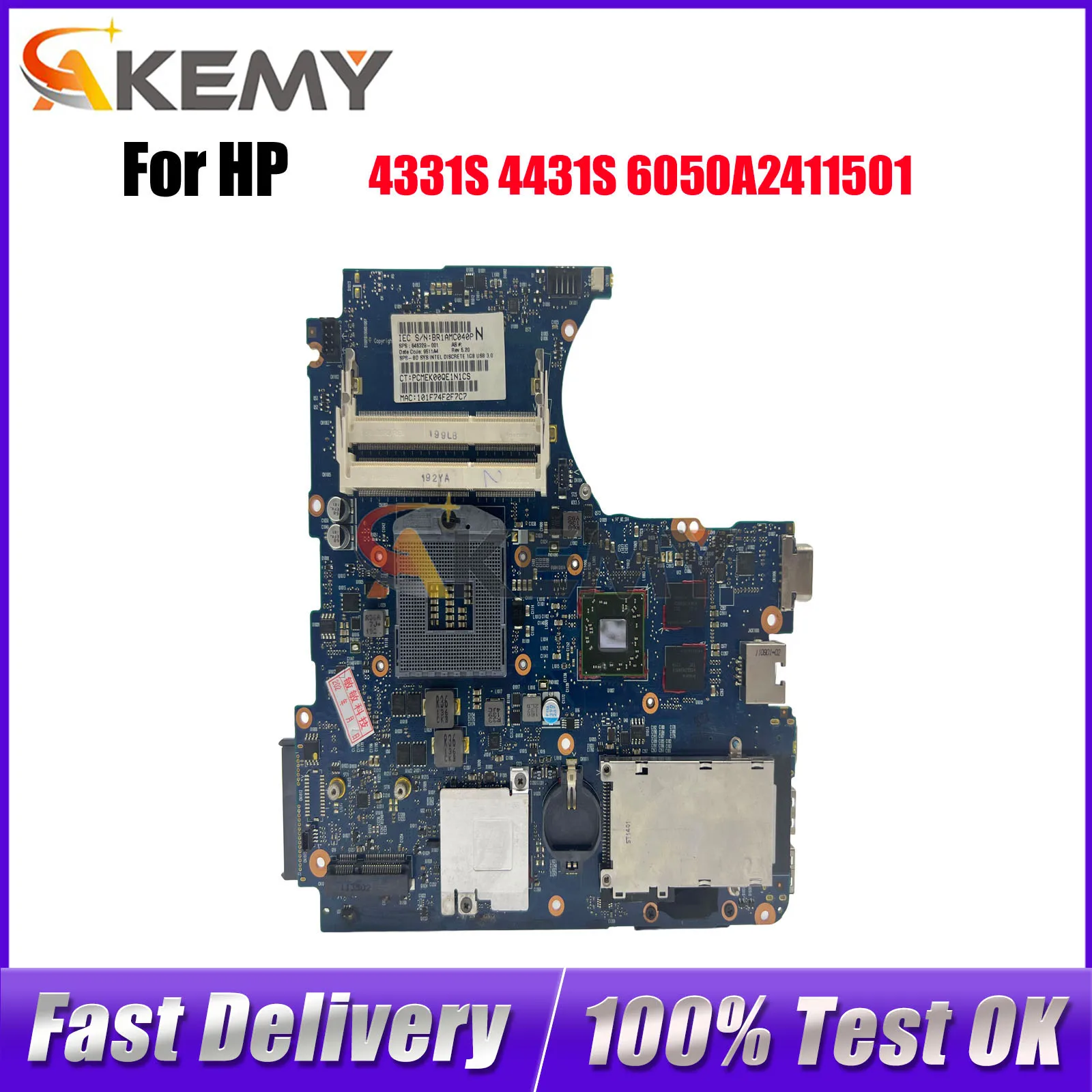 

6050A2411501 для ноутбука HP ProBook 4431S 4330S, материнская плата 646328-001 с графическим процессором HM65 DDR3 HD7450, 100% полностью протестировано