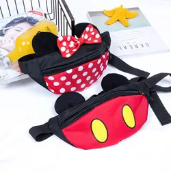 Disney-riñonera de Mickey Mouse para niños, bolso cruzado Kawaii de Minnie, monedero de dibujos animados, bolsa de pecho, regalos para niños