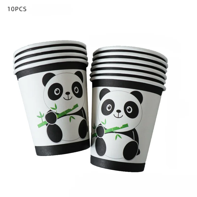Panda-Thema, Einweggeschirr, Pappteller, Tassen, Servietten, Kuchendekoration, Babyparty, Kindertier-Thema, Geburtstagsparty-Dekoration – Detail 4