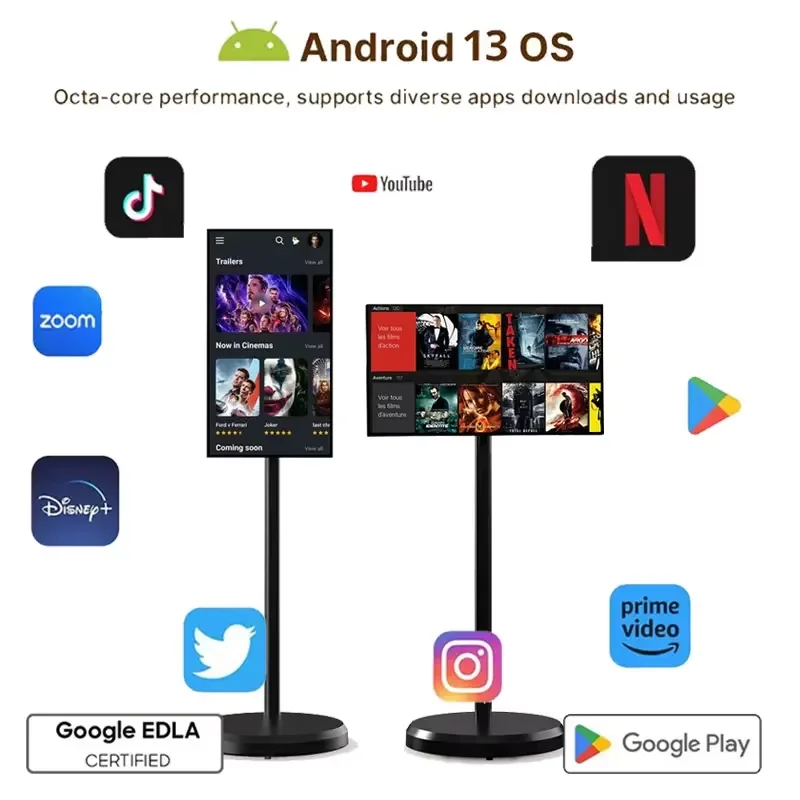 Tragbarer 22-Zoll-Fernseher auf Rädern