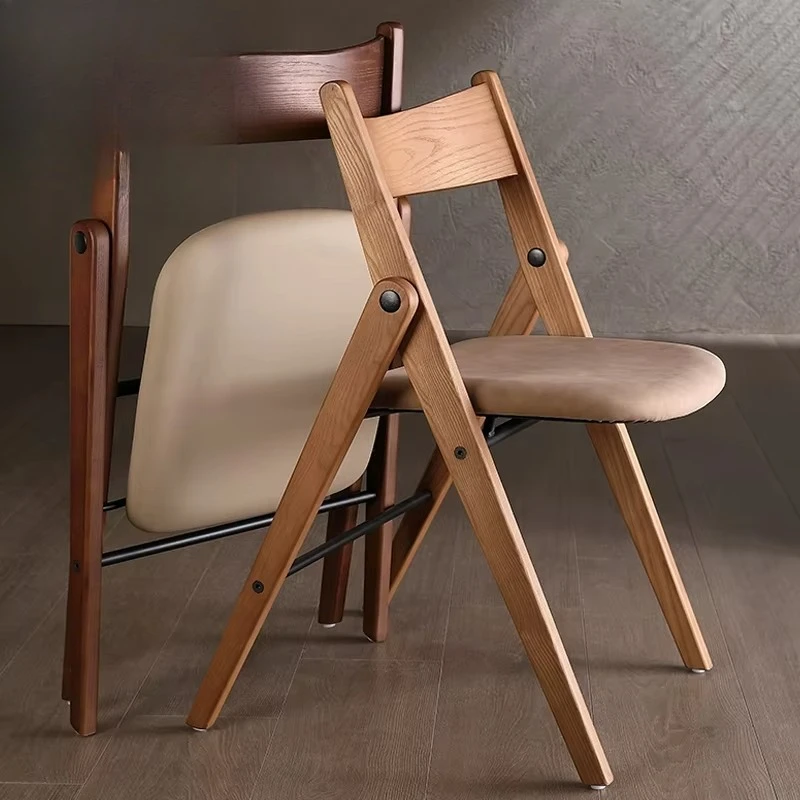 Camp Garden Outdoor Dining Room Upholstered Leather Modern Retro Solid Wood Restaurant Folding Wedding Dining Chair for Events