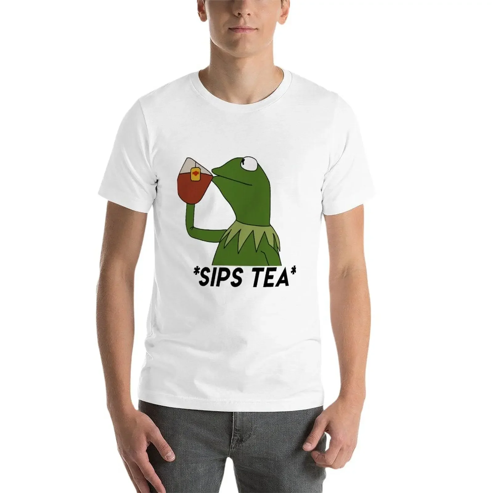 sips tea T-Shirt anime oversizeds boys animal print Men's t-shirt