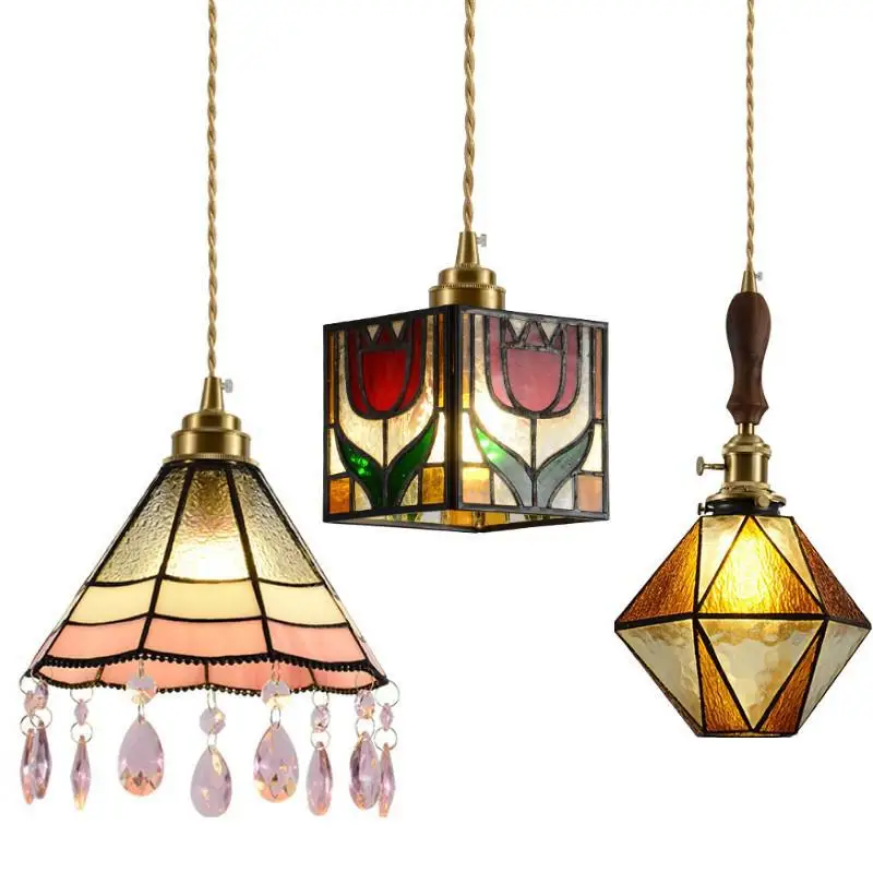 

Modern Crystal Luxury pendant lights Living Room Color Glass light Romantic Warm Bedroom Hanging Lamp Dining Room Lamps