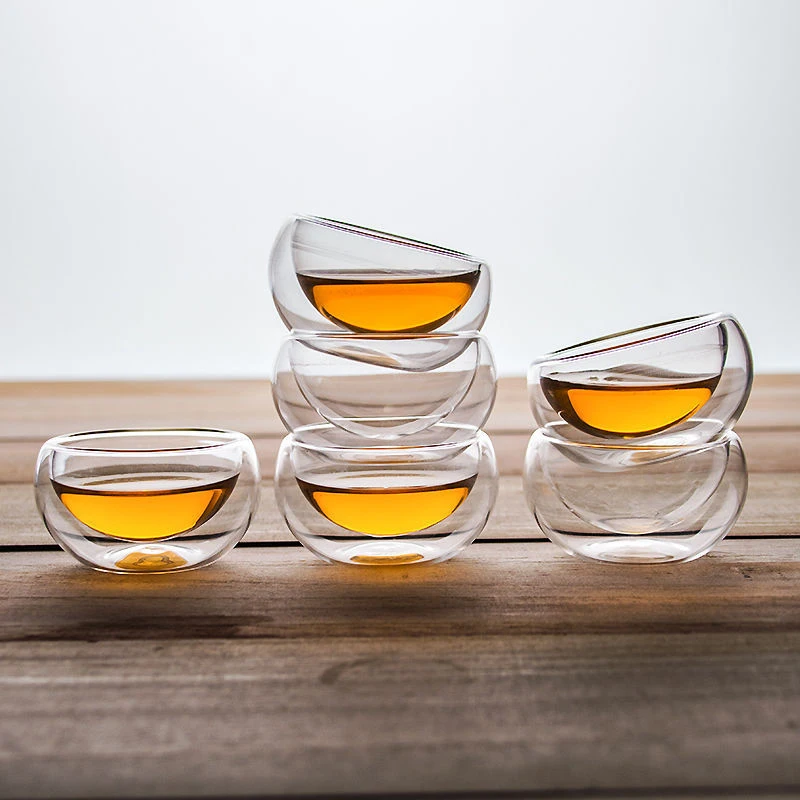 50ml Double Wall Glass Cup Transparent Handmade Heat Resistant Beer Tea Drink Kungfu Teacup Mini Whisky Cup Espresso Coffee Cups