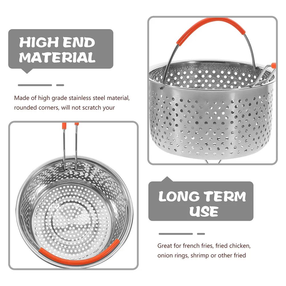 

Multipurpose Frying Basket Steamer Stainless Steel Deep Fryer Drainage Oil Pan French Fry Holder Vegetable Washer for Pasta