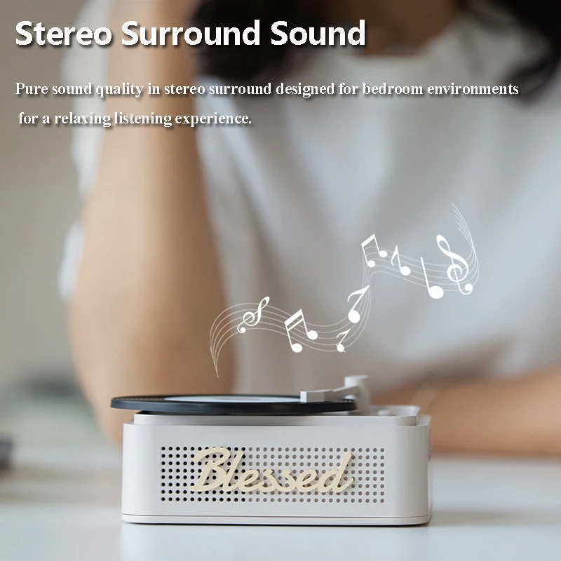 Classic Vintage Bluetooth Speaker Mini Portable Old Fashion Stereo Surround Music Box with Colorful Night Light TF Card Slot
