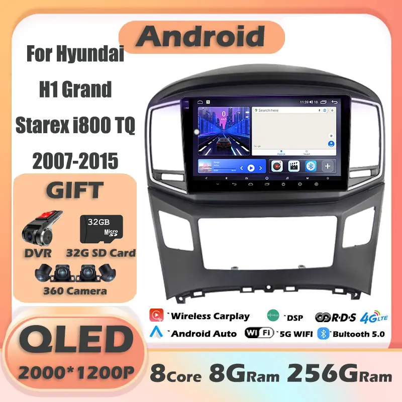 

9 дюймов для HyundaiI Starex H1 2015 2016-2018 IPS QLED Android 14 автомобильный радиоприемник видеоплеер навигация GPS 4G WIFI мультимедиа