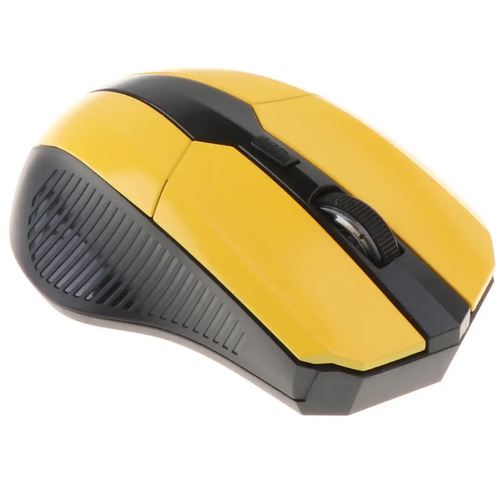 2.4 Ghz Wireless Gaming Mouse Ergonomic Plastic Mice Optical Mini Mouse Yellow for Office Laptop Desk Use