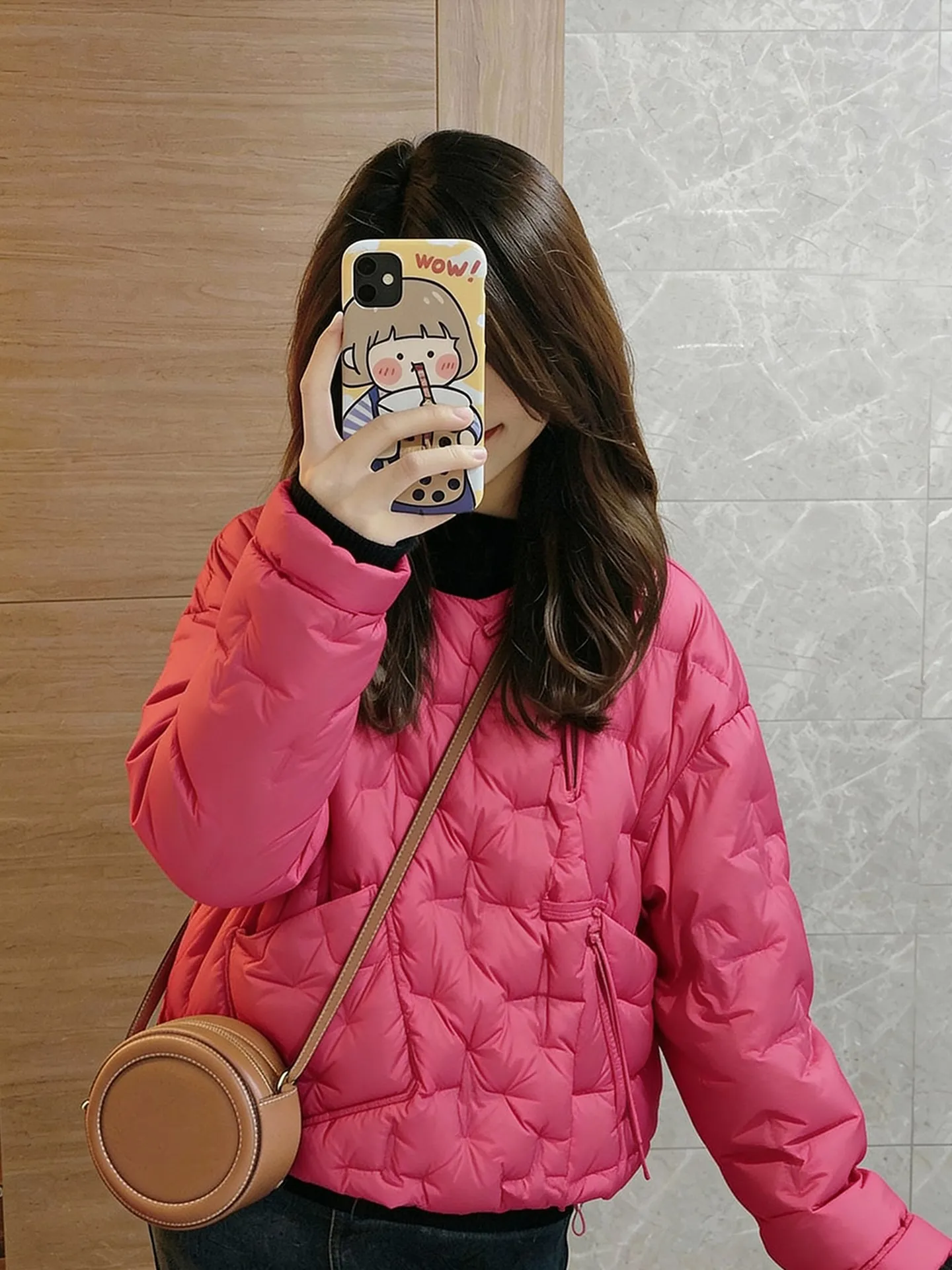 

Модное зимнее пальто для женщин: свободное, с длинными рукавами, теплое, розовое, повседневное, новинка зимы 2025 года