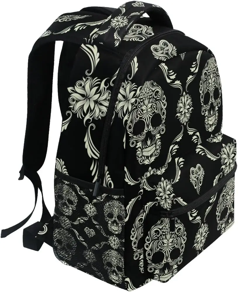 Sugar Skull Day of the Dead Boys Girls School Computer Backpacks Book Bag Travel Hiking Camping Daypack