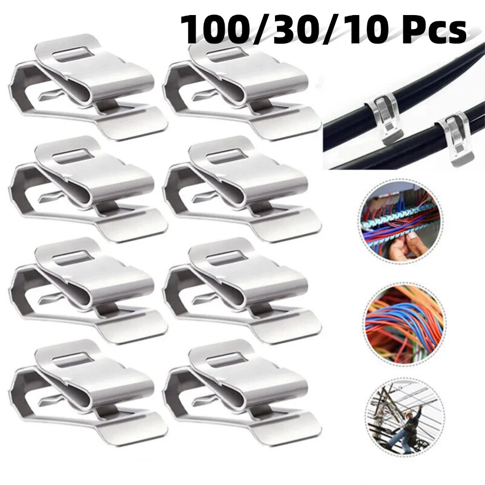 100/30/10 PCS Stainless Steel Solar PV Cable Clips Solar Panel Cable Clamp For Home Photovoltaic Modules Kayaks Fishing Boats