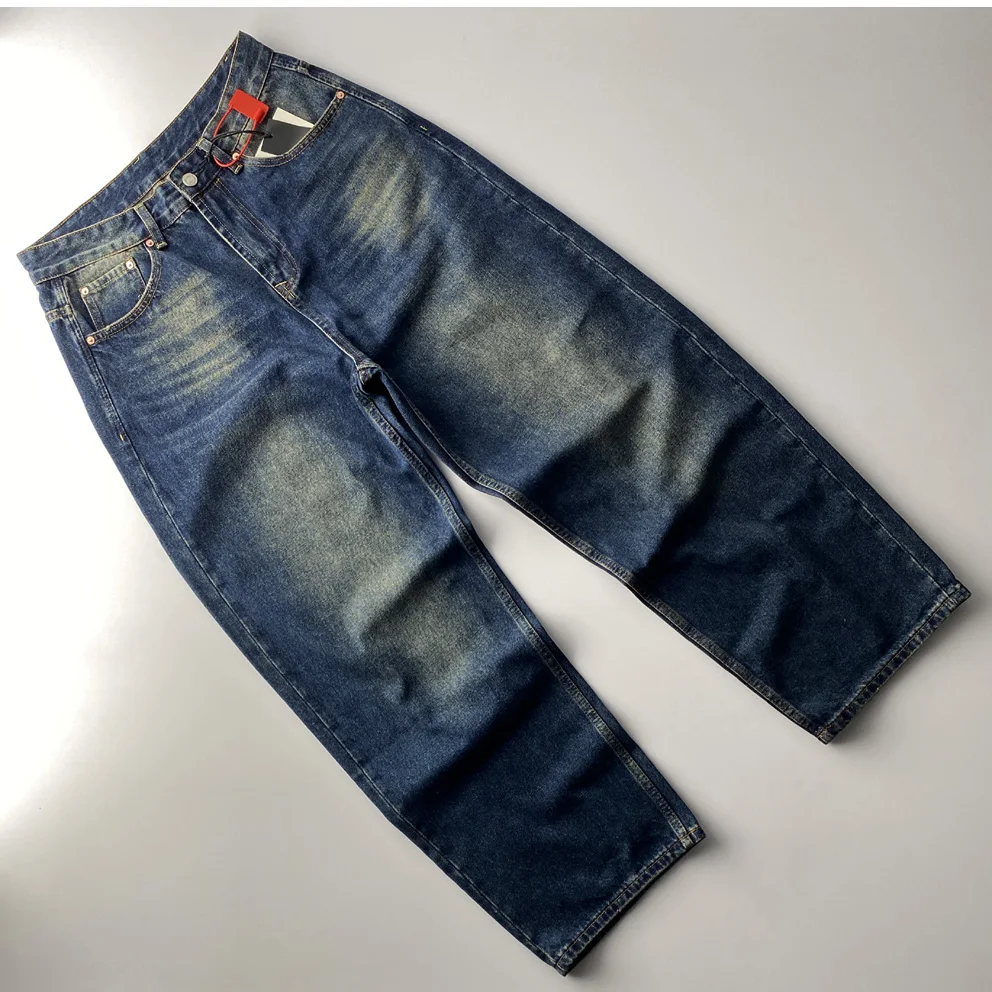 Washed Cleanfit Wide Leg Loose Fit Straight Cut Men's Women's Jeans Spring Autumn Winter Casual Wear Resistant Vintage Style