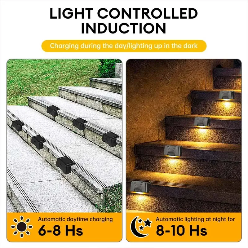 Imagem -04 - Luzes Solares Led Impermeáveis ao ar Livre Lâmpada Decorativa Escadas de Parede Luz Atmosférica para Cerca Decoração do Jardim Ip65 pc Pcs Pcs 12 Pcs 16 Pcs