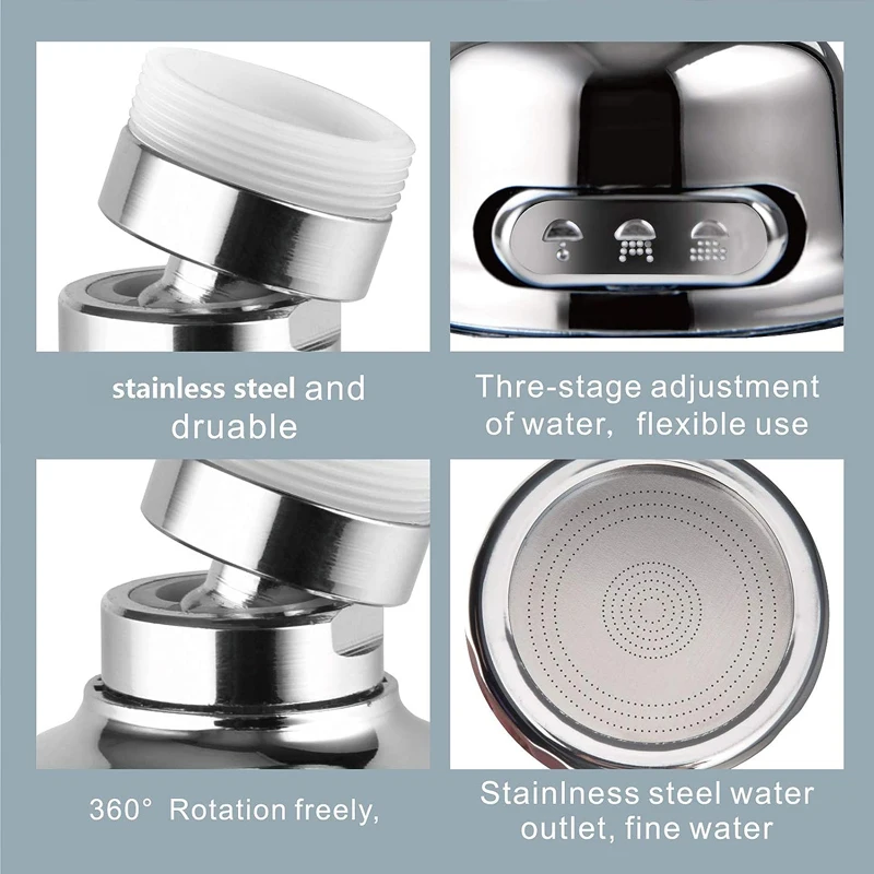 360 Degree Adjustment Faucet Adapter 2/3 Modes Universal Kitchen Water Tap Extender Anti-splash Water Saving Sink Faucet