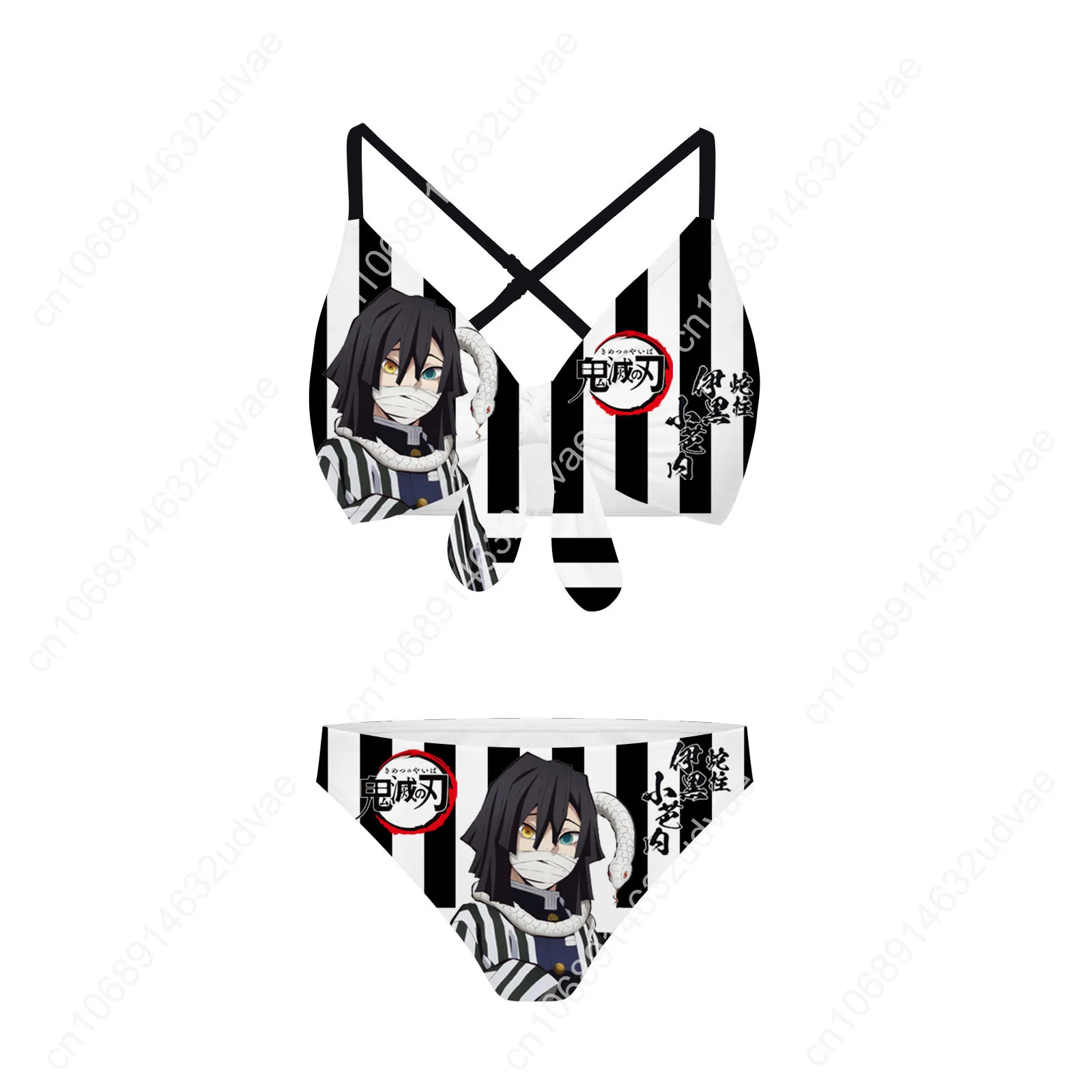 Obanai Iguro Kimetsu No Yaiba Bathing Suits Cross Strap Suspenders Swimsuits Womens Personalized Bikini Customized Beachwear
