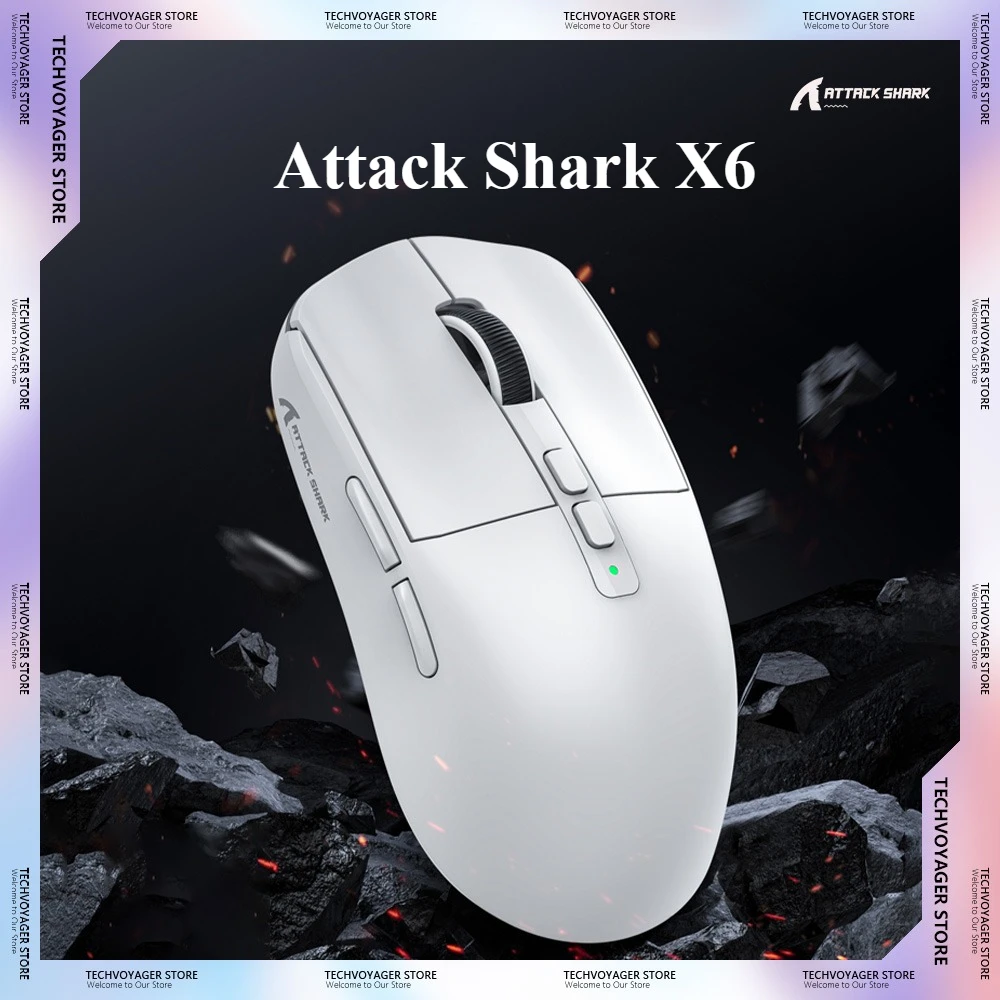 

Игровая мышь Attack Shark X6 PAW3395, 2,4G, беспроводная Bluetooth, проводная, 3-режимная мышь, RGB сенсорная магнитная зарядная база, подарки для геймеров