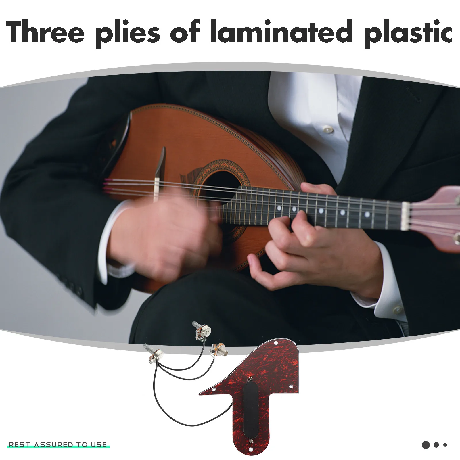 Mandolin Pickguard Pickup 3 Ply Laminated Plastic Red Tortoise Scratch Plate Protective for