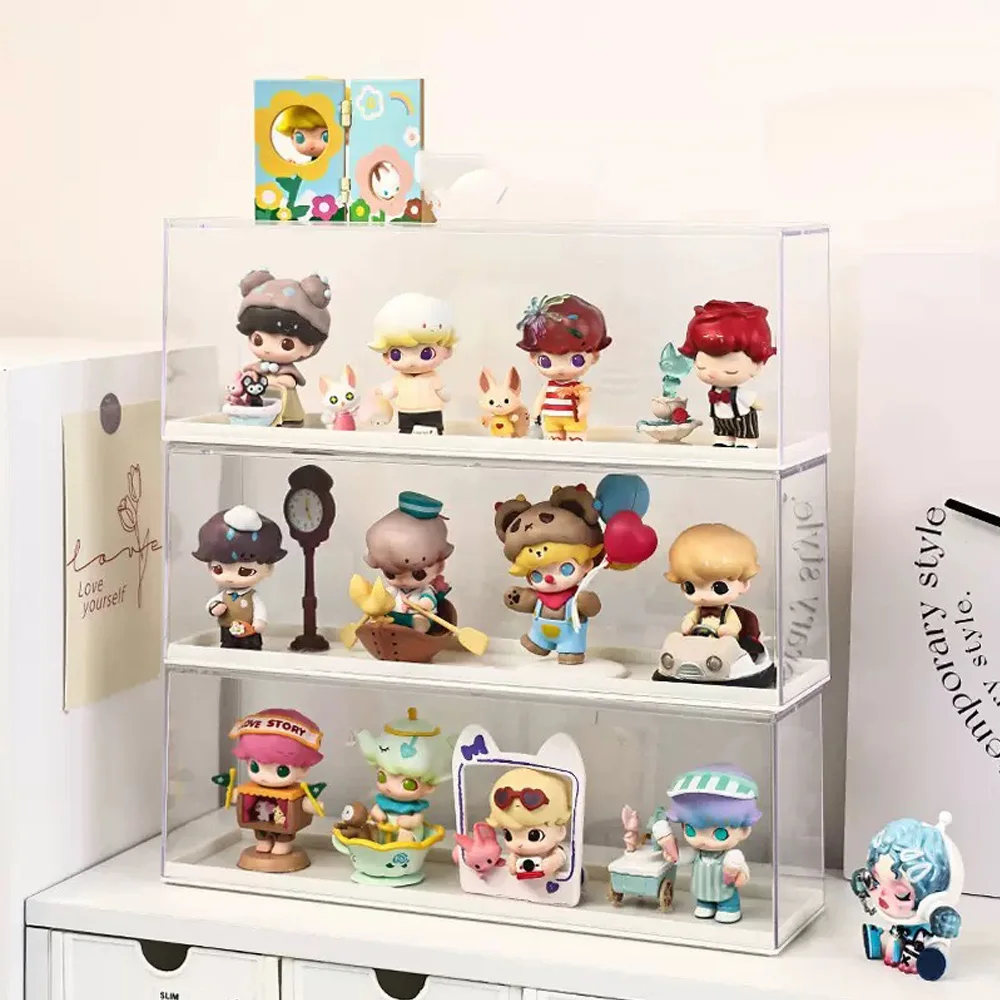 Vitrine de figurines en acrylique Transparent, boîte de rangement Anti-poussière pour boîtes aveugles, étui de rangement pour objets de collection