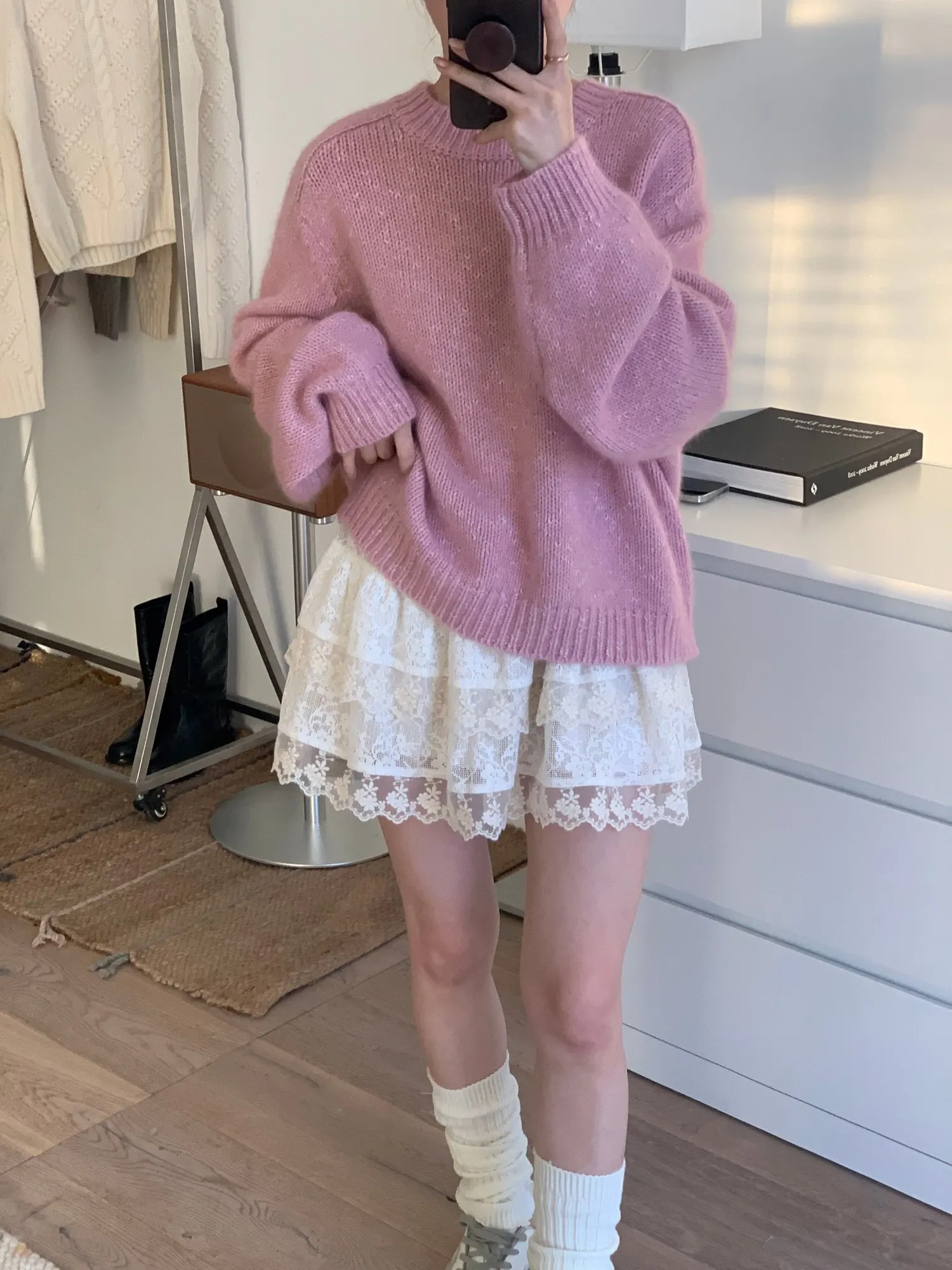 

CGstudio Lazy Sle round Ne Pullover Gold Tead Bear Velvet Women's Loose Thiened Woolen Knitted Sweater Warmth Emittin...