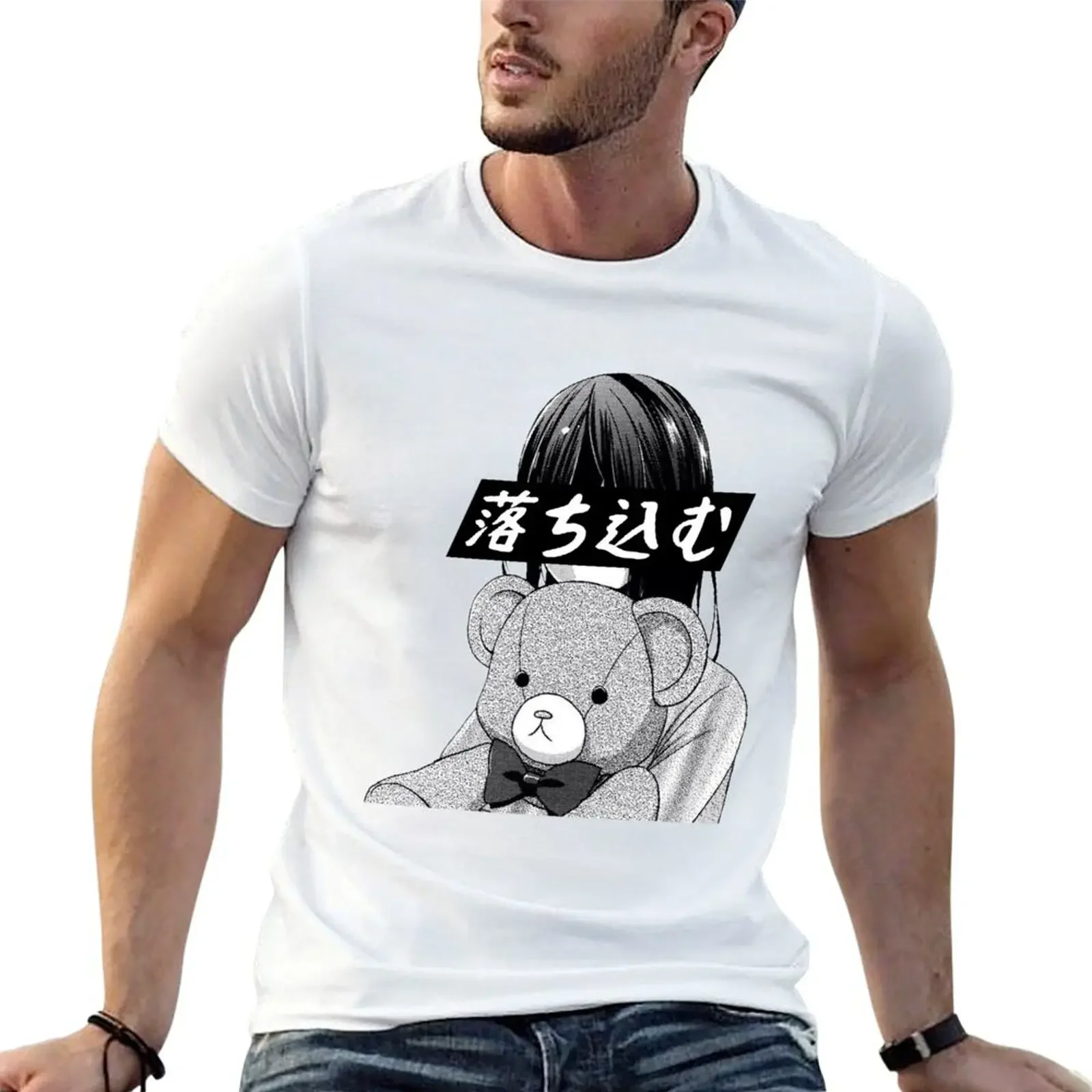 DEPRESSION (BLACK AND WHITE) - SAD JAPANESE ANIME AESTHETIC T-Shirt anime clothes sublime quick-drying tshirts for men