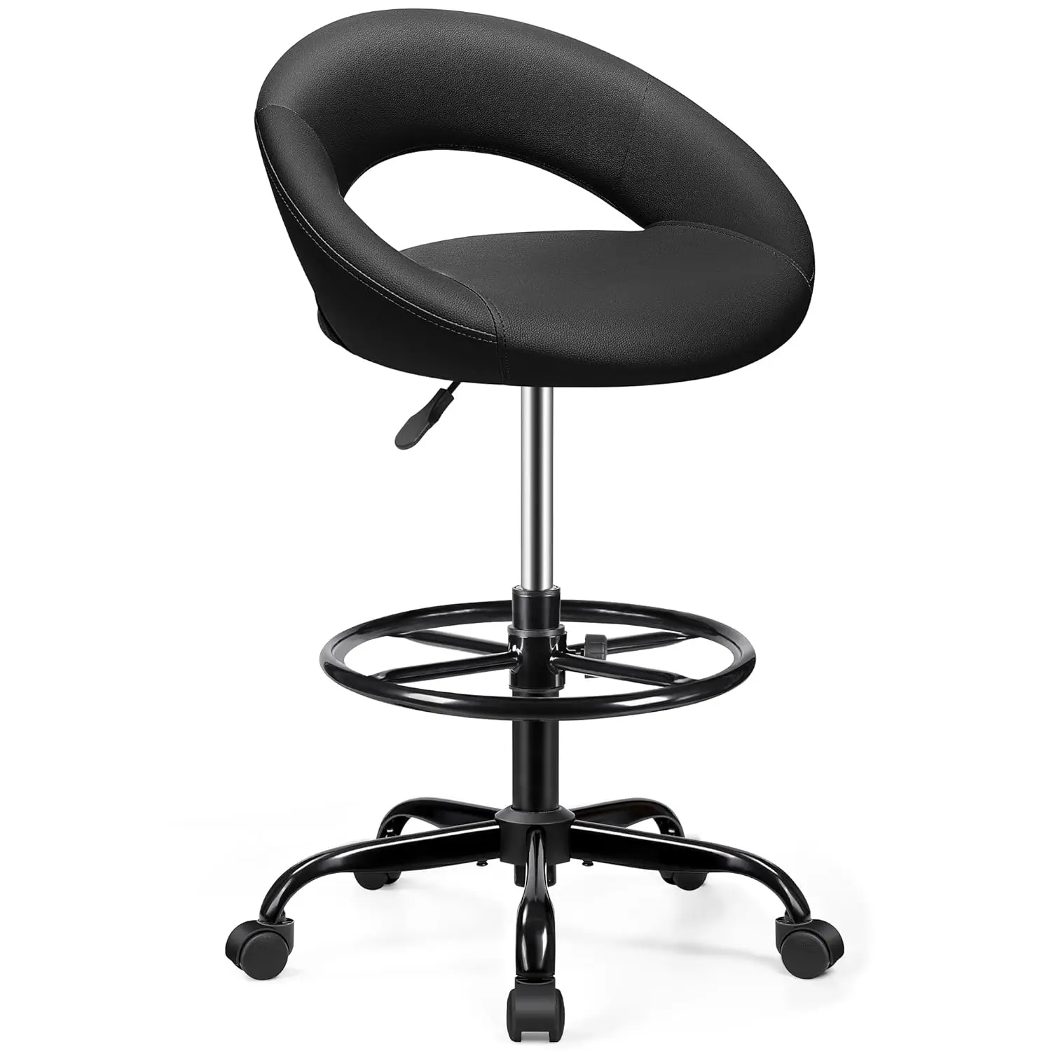 

Ergonomic Adjustable Rolling Drafting Stool with Back Support Footrest for Office Desk Counter Kitchen Salon, Custom