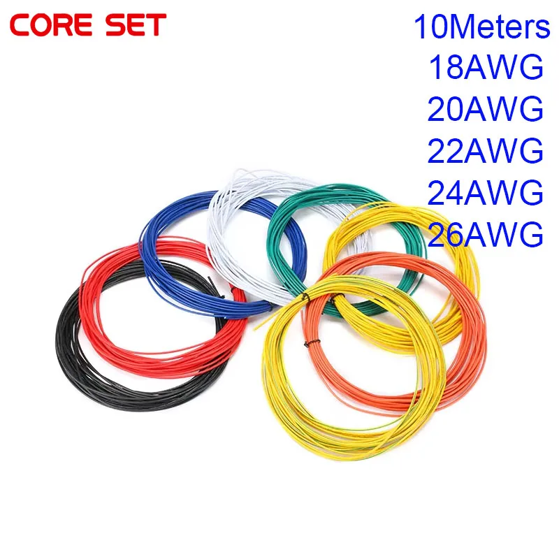 10meters UL1007 Single Core Copper Wire 18AWG 20AWG 22/24AWG 26AWG PVC Insulation Solid Tinned Plating Line Electric Cable Line