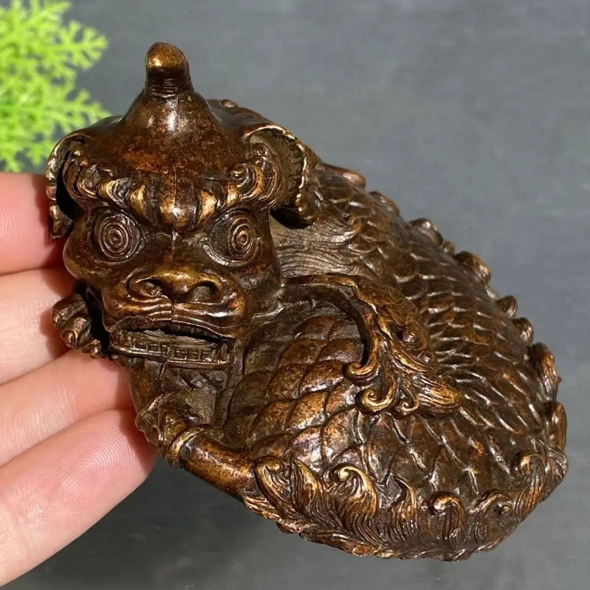 Retro Pixiu single horn fire kirin Ornament Decoration Tea Pet Figurines Desk Decor Accessories