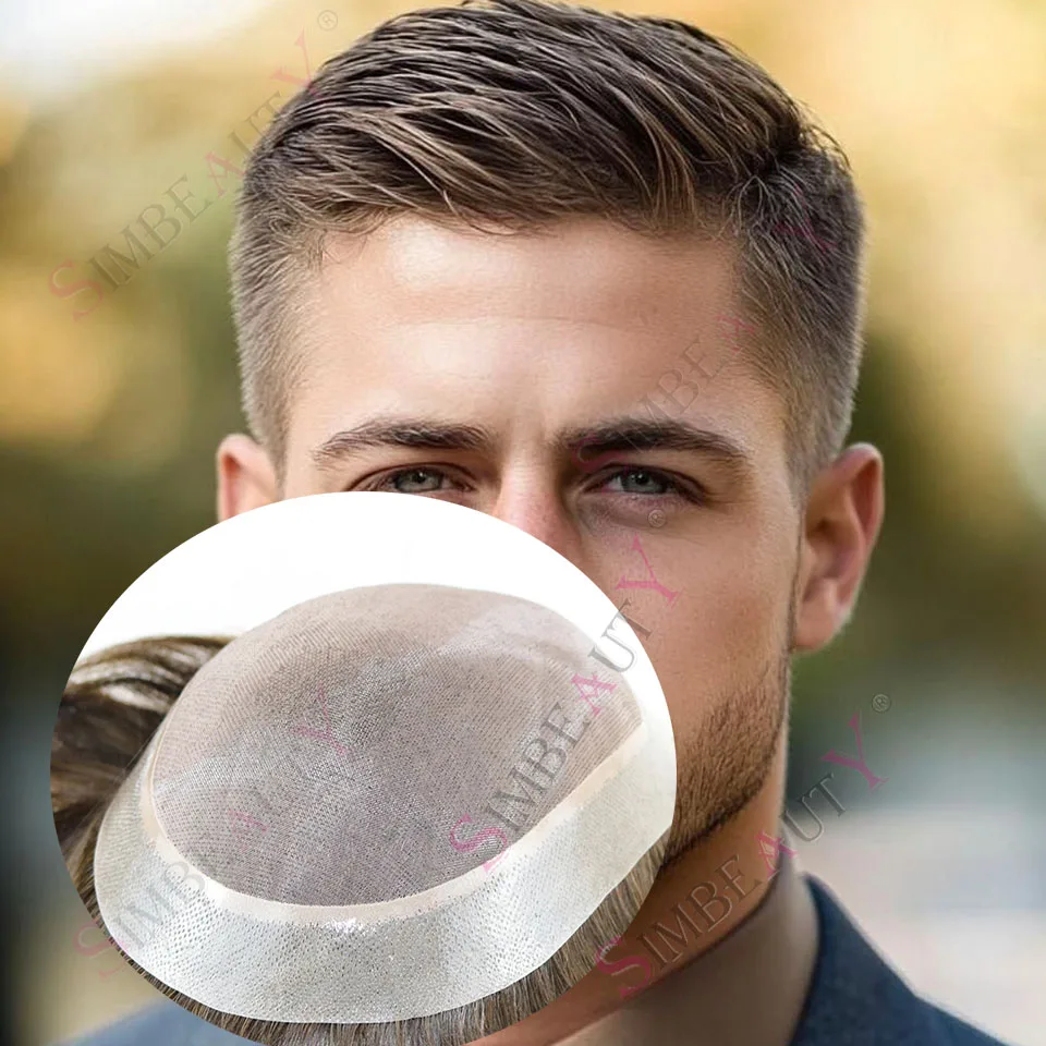 

Дышащая монокружевная фронтальная часть из искусственной кожи # 2 # 4 коричневых, светлых, черных мужских парика, 100% человеческие волосы, прочный мужской парик, самые дешевые капиллярные протезы