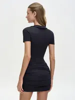 GACVGA Short Sleeve Zipper Sports Bodysuit Women Rompers Summer Casual Draped Ruched Slim Fit Fitness Bodysuits Female 3
