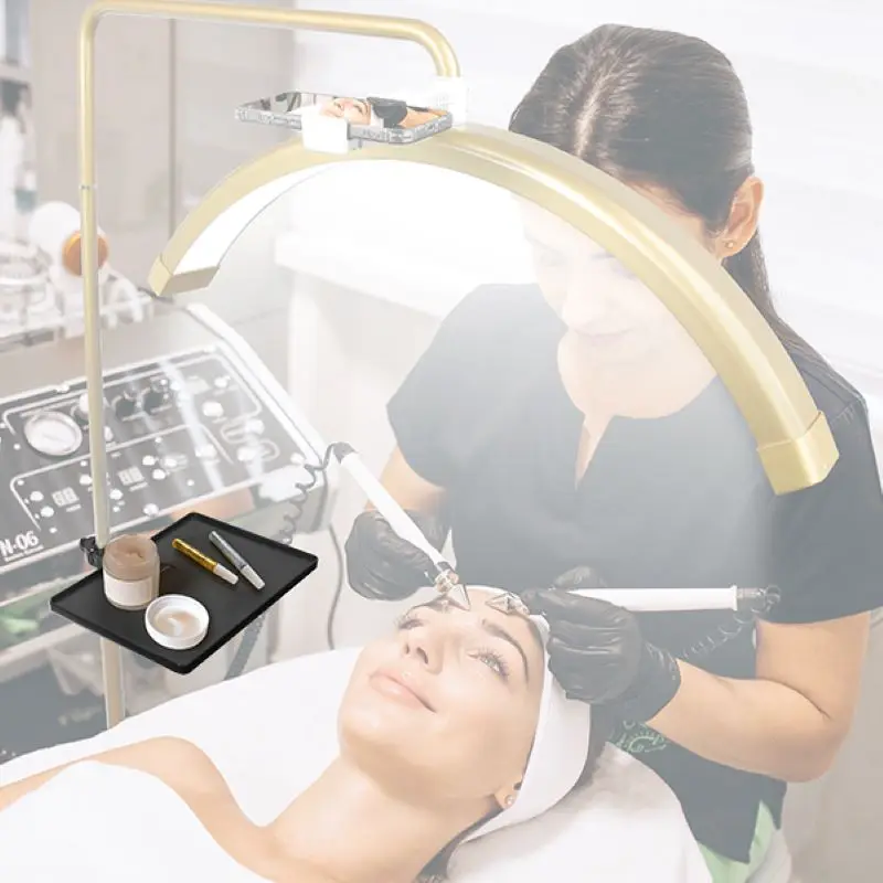 صينية بطاقة صوت مثبتة على حامل ميكروفون ، إعداد ثلاثي القوائم لوضع ماكياج الحواجب والرموش ، منتجات استوديو التجميل ، التصوير الفوتوغرافي