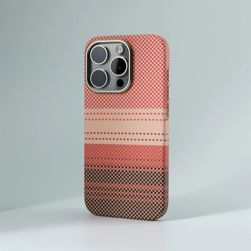 Alloy Lens Pixels Texture Wireless Charging MagSafe Phone Case for iPhone 17 16pro max 14 15 16 Pro 13 Ultrathin Hard PC Cover