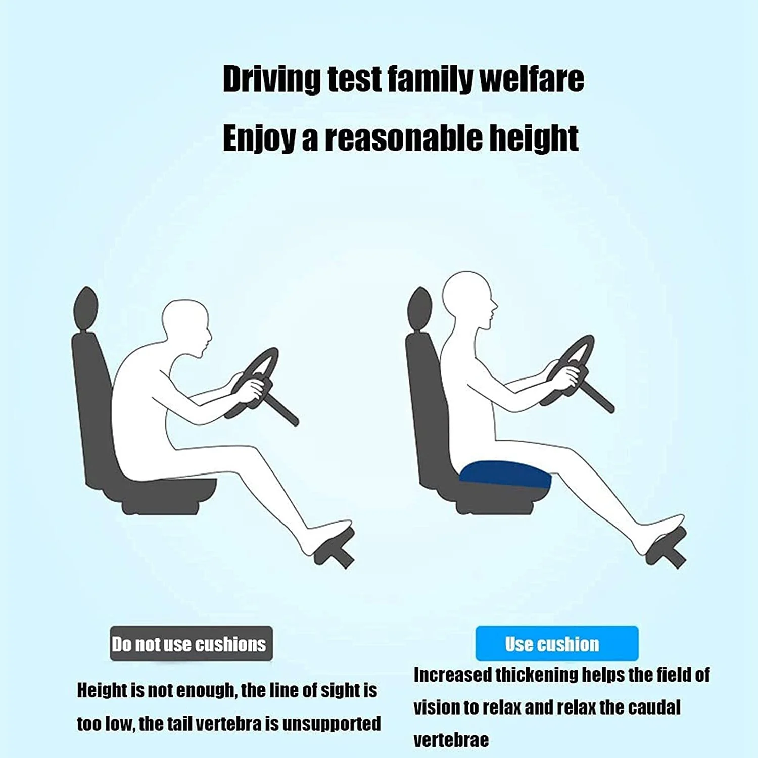 Car Driving Seats Cushion Dwarf Driver Thickening Booster Cushion Heightened Office Chair Cushion for Cars Trucks