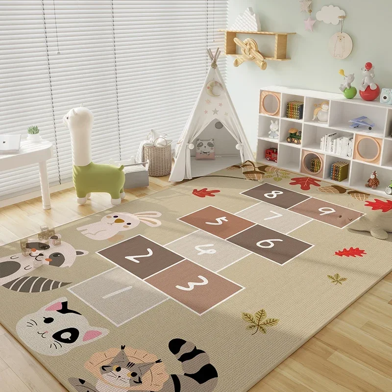 

Jumping Plaid Cartoon Children's Carpet Cute Animal Living Room Bedroom Carpets Removable Rug Non-slip Machine Washable Rugs 양탄자