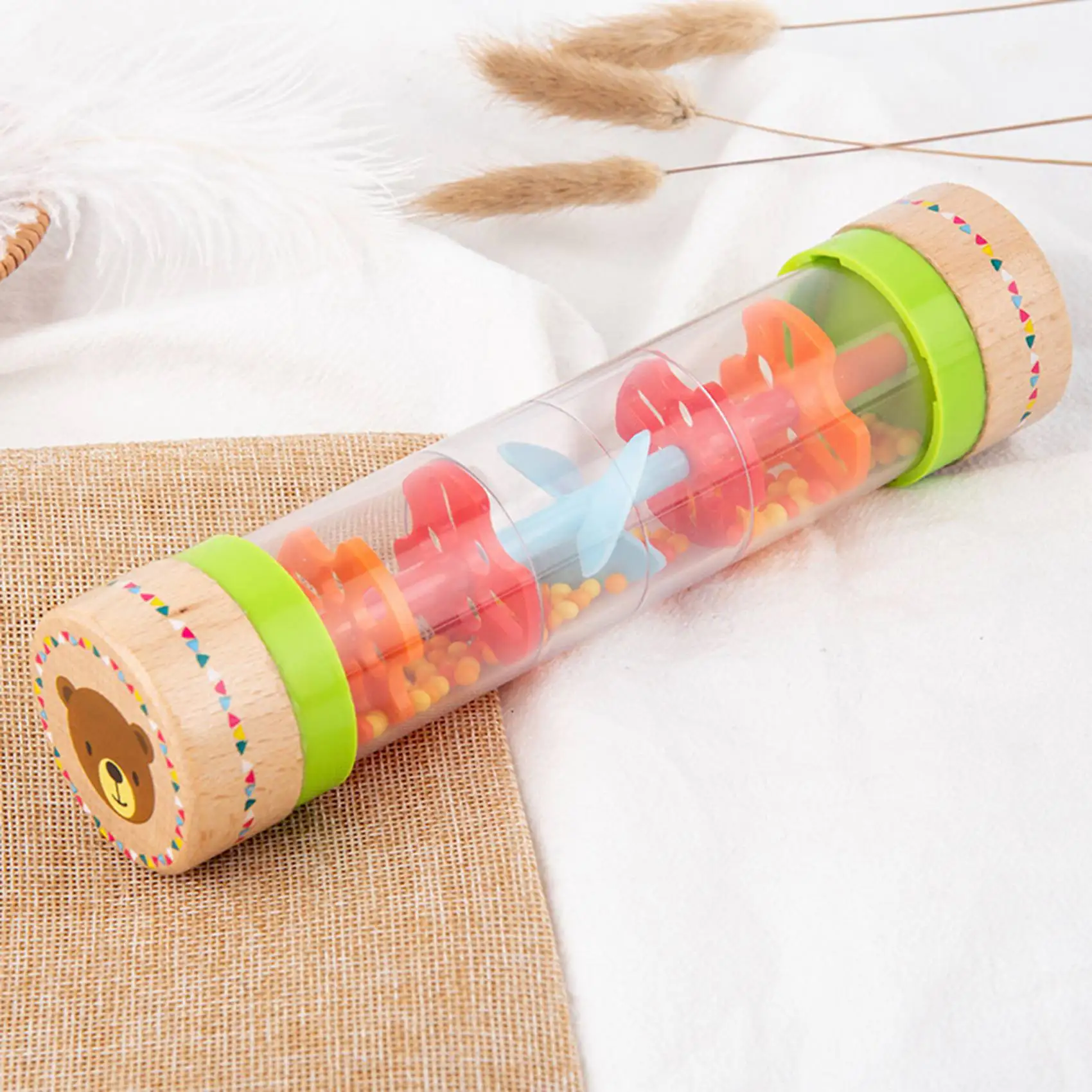 Kids Rainbow Hourglass Music Toy Raindrop Sound Tube Rainstick Rain Stick Hourglass Percussion Instrument Musical Toy