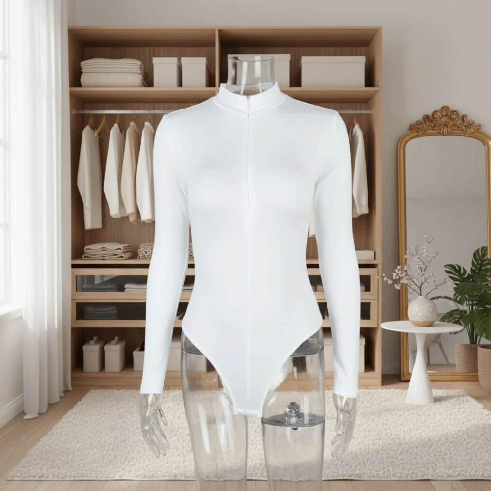 Underwear Slim Fit Shapewear Zipper Long Sleeve Yoga Jumpsuit Stand Collar Bottoming Shirt Seamless Bodysuits Ladies
