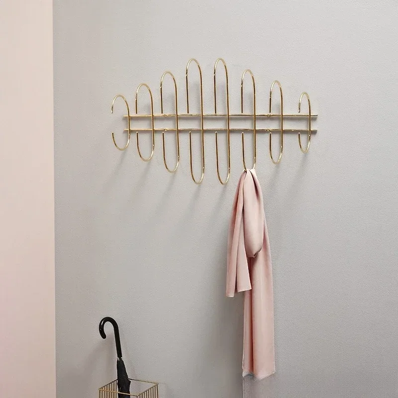 New fishbone clothing store simple metal texture display rack designer wall coat rack