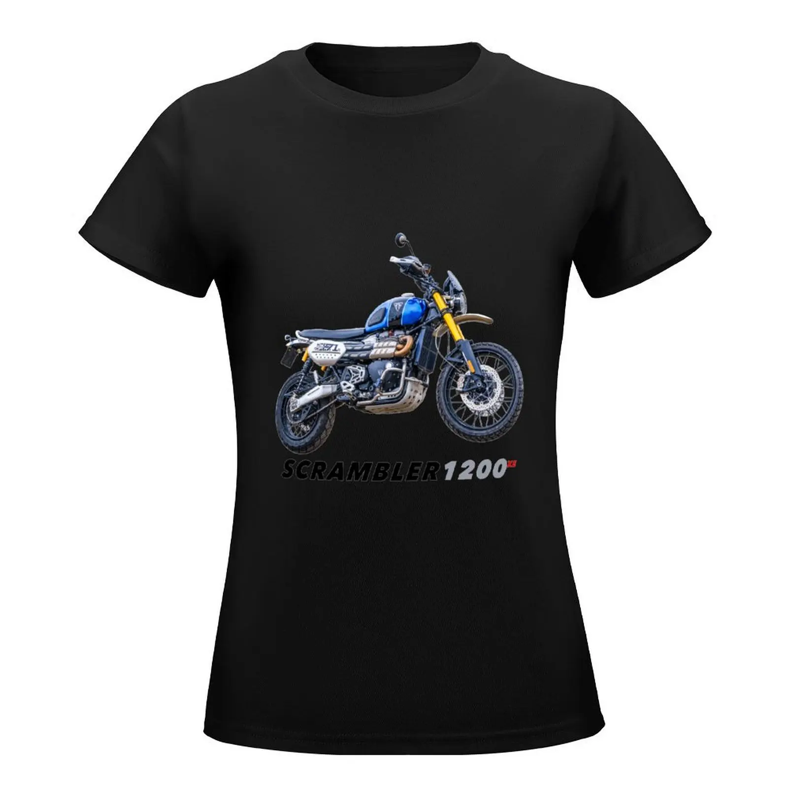 Camiseta de manga curta feminina, Blusa extragrande, T sexy, branca, Scrambler, 1200