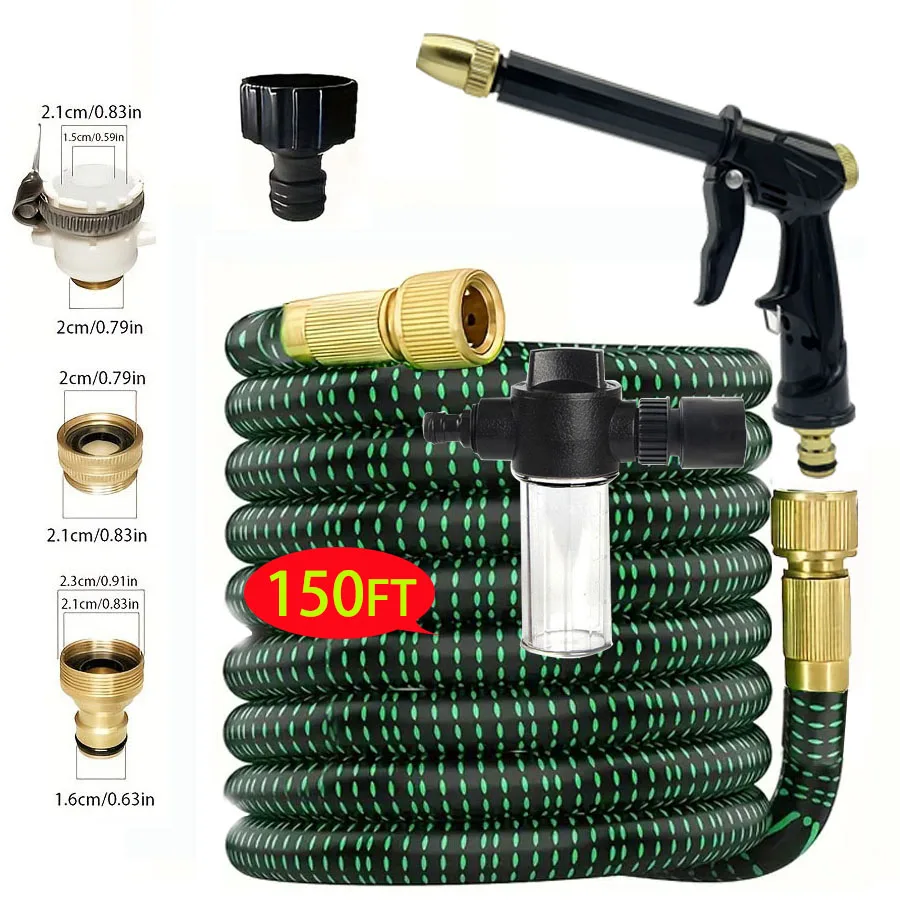 

Garden hose telescopic pipe high-pressure car washing gun, 3/4 high-pressure car washing tube American standard