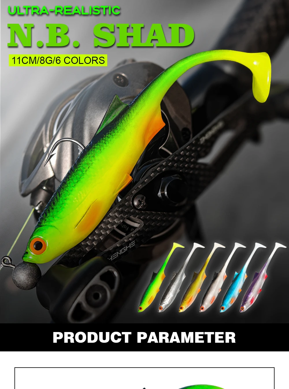 Hinweis Shad Bionic Soft Fishing Lure 11cm 8g Paddle Tail Swimbait Handgefertigter Köder Realistischer Köderfisch für Barsch, Hecht, Forelle, Raubfische – Detail 1