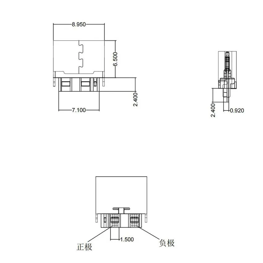 Type-C 2pin Soldered Female Base With Wire Typec Female 3A High Current Socket