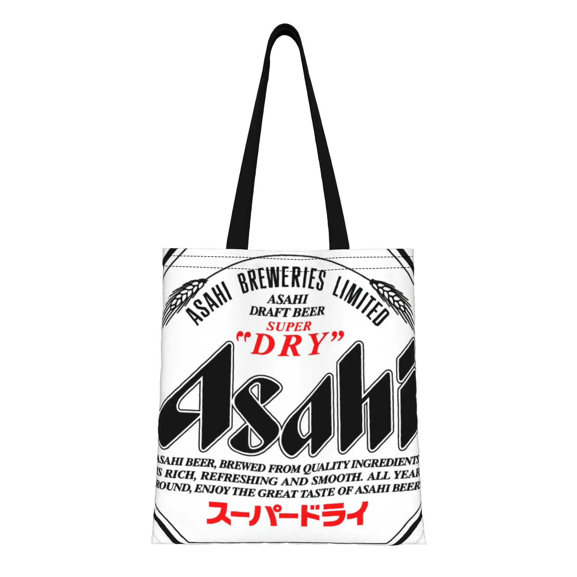 

aAsahi aAsahi Super Dry Draft Beer Sticker Canvas Tote Bag Perfect for Shopping Travel Outdoor Heavy Duty Shoulder Handbag