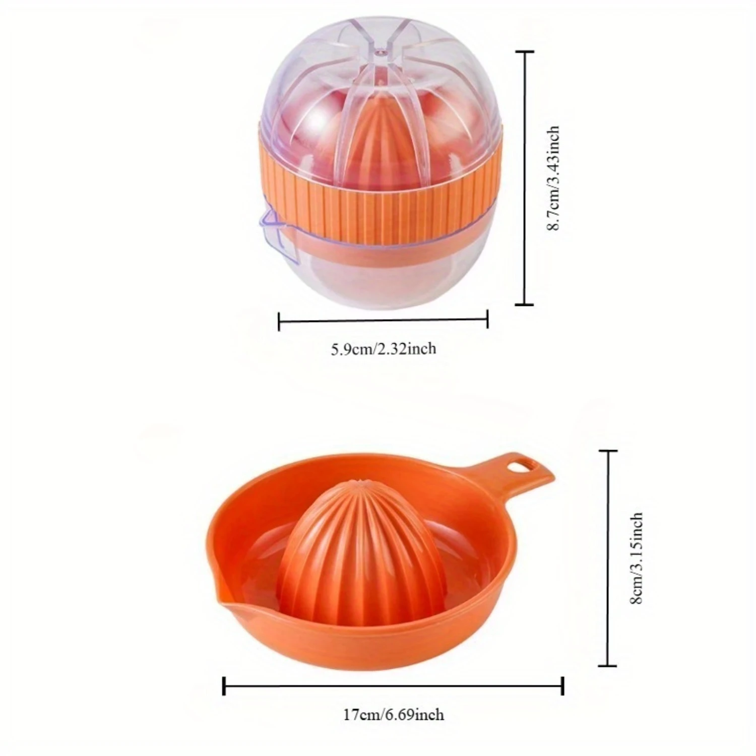 Manual Citrus Juicer - Food-Safe Plastic Orange and Lemon Squeezer with Fruit Separation  - Easy-to-Use Handheld Juice Extractor