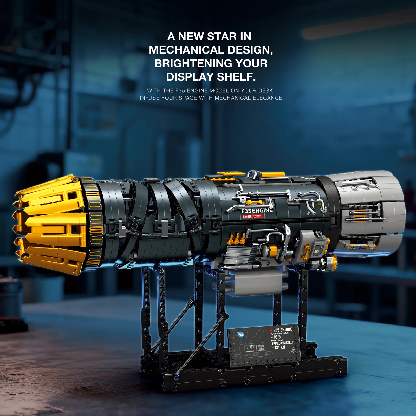 Reobrix 1812 STKS 1:17 F35 900 Turbofan Motor Model Kit Elektrische Versie Technische Bouwsteen Bakstenen MOC Speelgoed Voor Volwassenen Kinderen