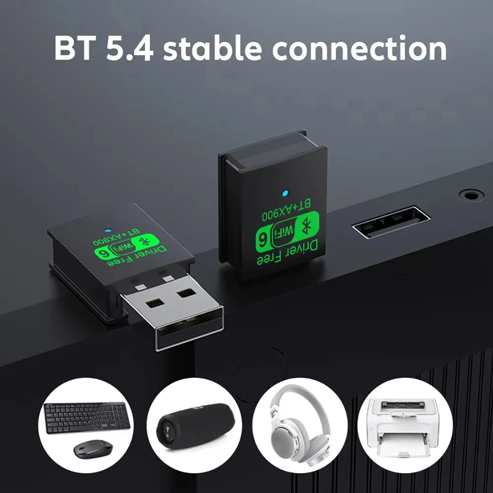 KEBIDU AX900 USB WiFi 6 Bluetooth 5.4 Adapter 2in1 Dongle Dual Band 2.4G & 5GHz USB Network Wireless Wlan Receiver For Win 10/11